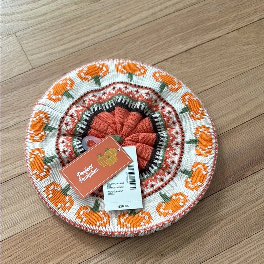 Gymboree Orange Pumpkin Knit Beret 100% cotton 12-24 months